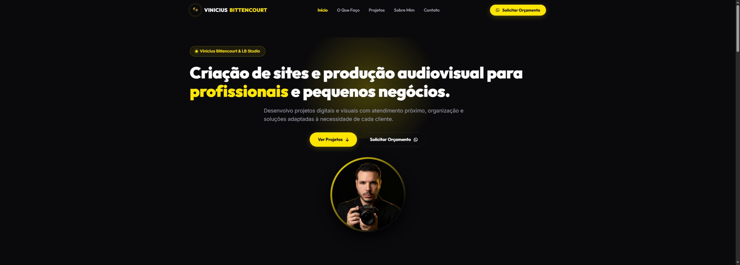 Captura do site do Portfólio Vinicius Bittencourt
